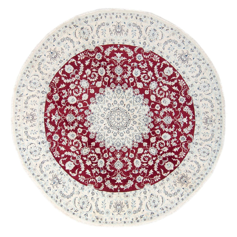 Alfombra persa - Nain redondo  - 295 x 295 cm - rojo oscuro