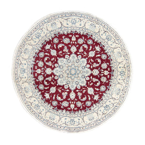 Alfombra persa - Nain redondo  - 245 x 245 cm - rojo oscuro