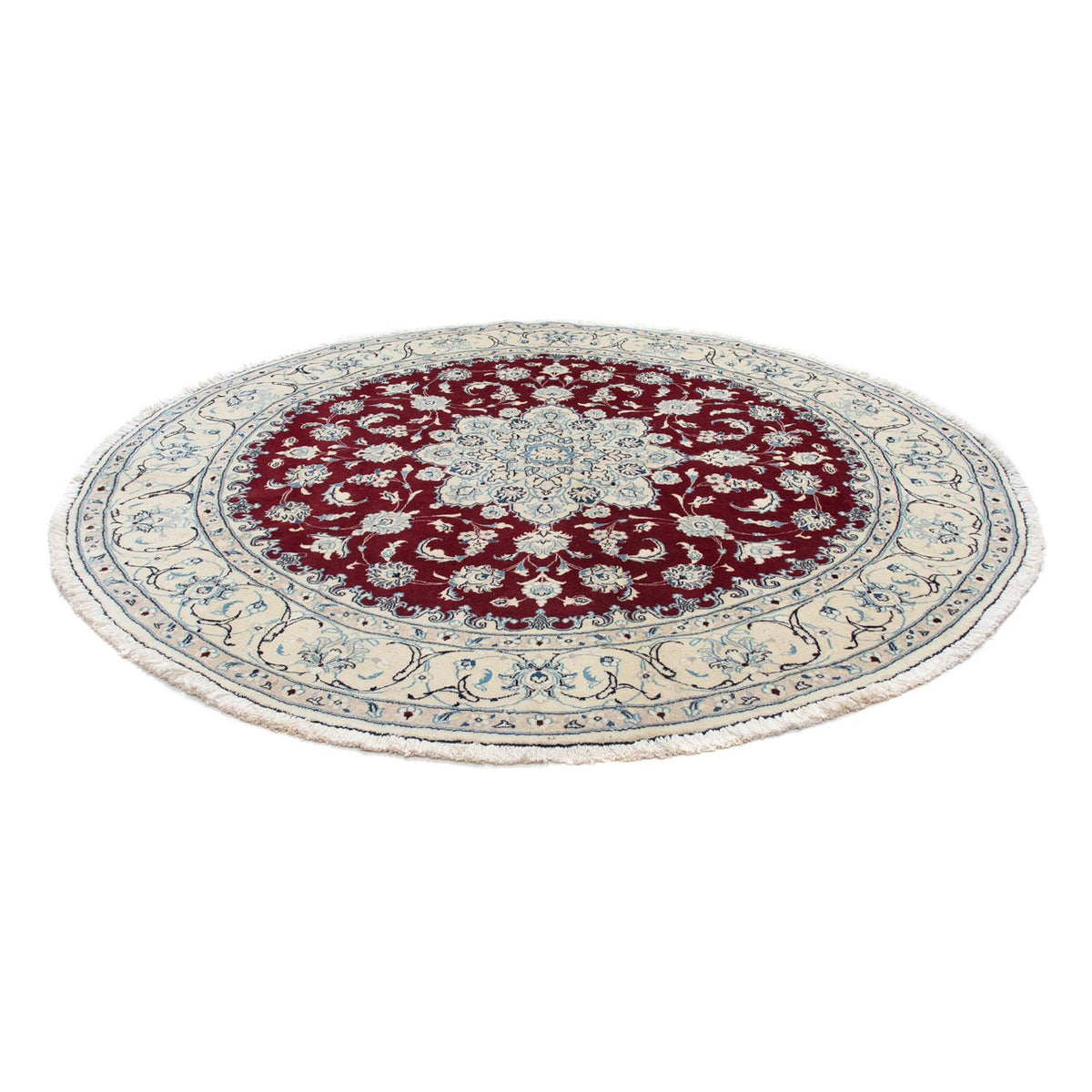 Alfombra persa - Nain redondo  - 245 x 245 cm - rojo oscuro