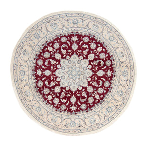Alfombra persa - Nain redondo  - 250 x 250 cm - rojo oscuro