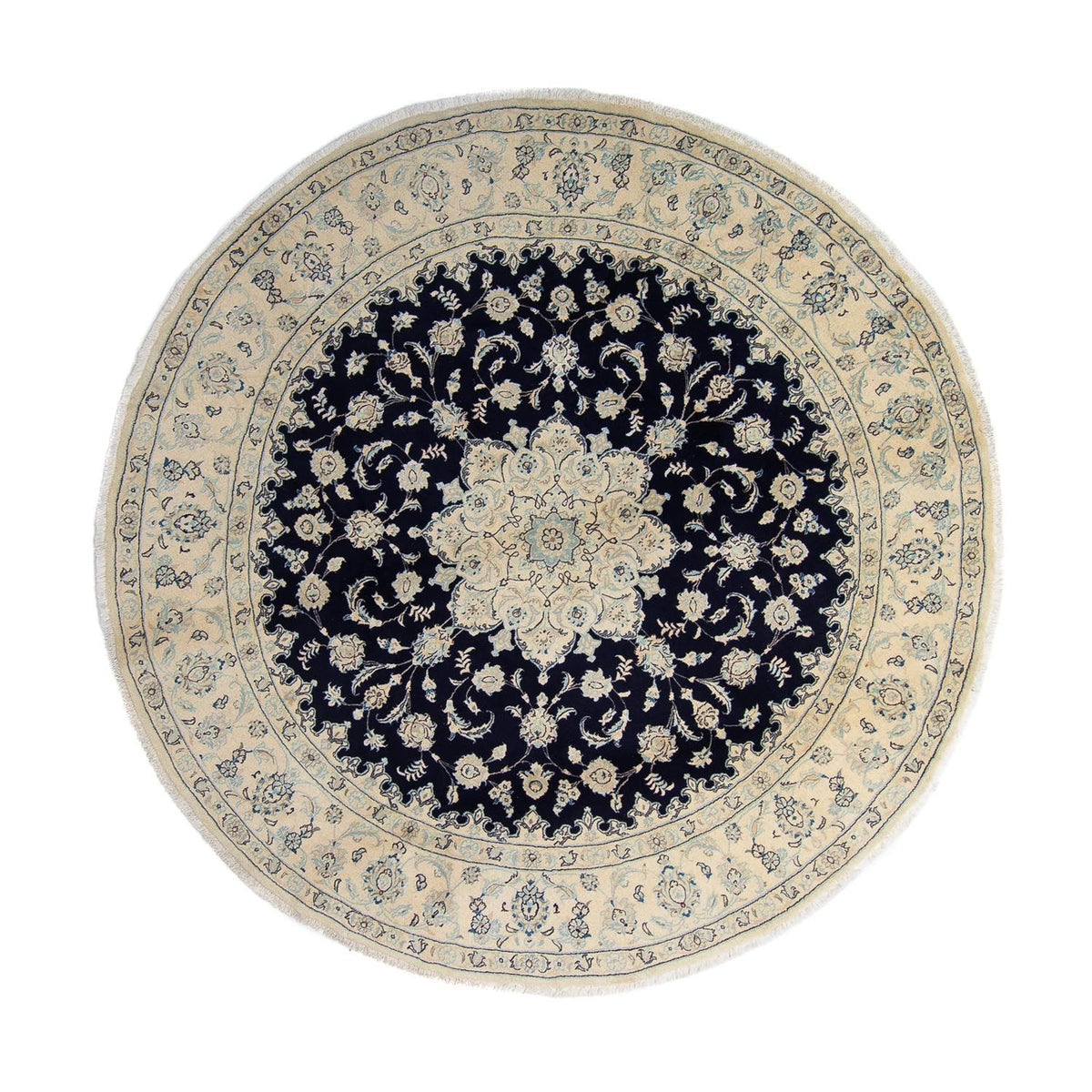 Alfombra persa - Nain redondo - 300 x 300 cm - azul oscuro