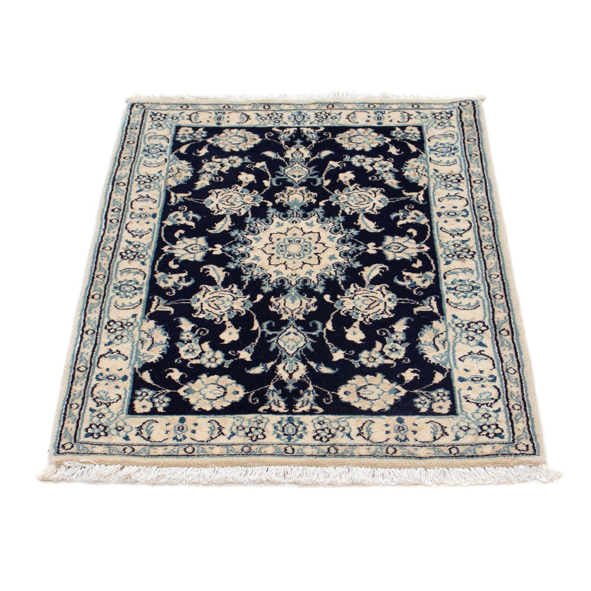 Alfombra Persa - Nain - Real - 90 x 60 cm - azul oscuro