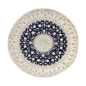 Alfombra persa - Nain redondo  - 295 x 295 cm - azul oscuro