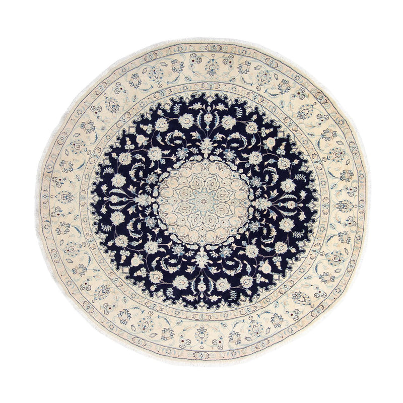 Alfombra persa - Nain redondo  - 295 x 295 cm - azul oscuro