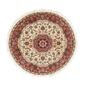 Alfombra Persa - Tabriz - Real redondo  - 145 x 145 cm - beige