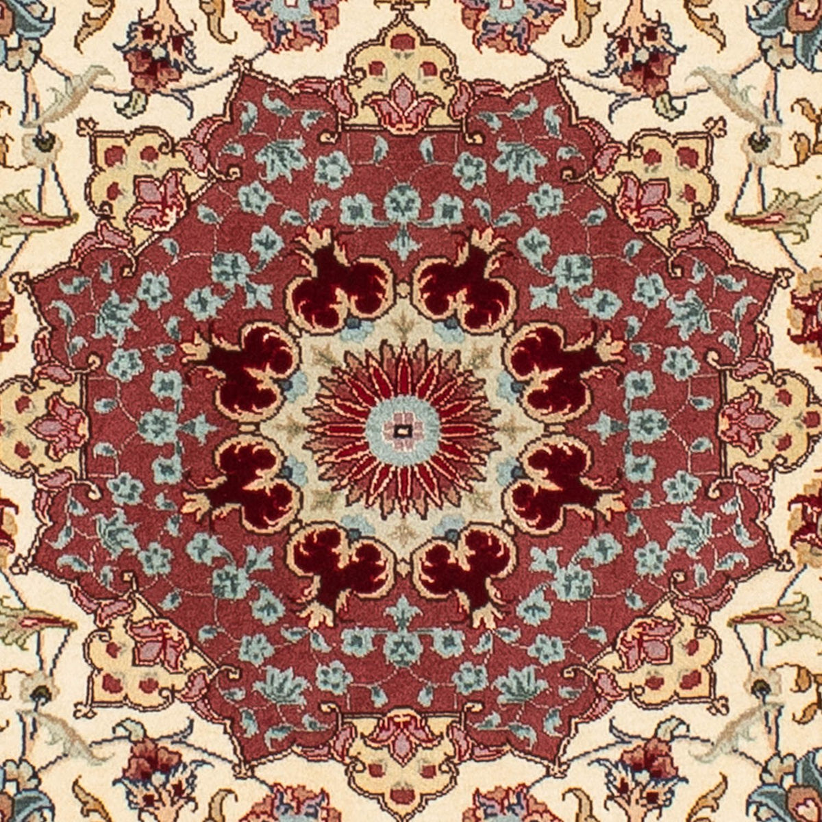 Alfombra Persa - Tabriz - Real redondo - 145 x 145 cm - beige
