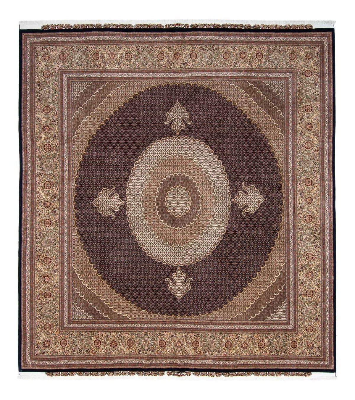 Alfombra persa - Tabriz cuadrado - 310 x 302 cm - marrón oscuro