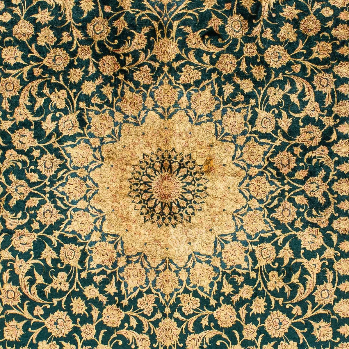 Alfombra de seda - Ghom Seda - Prima - 216 x 132 cm - azul oscuro