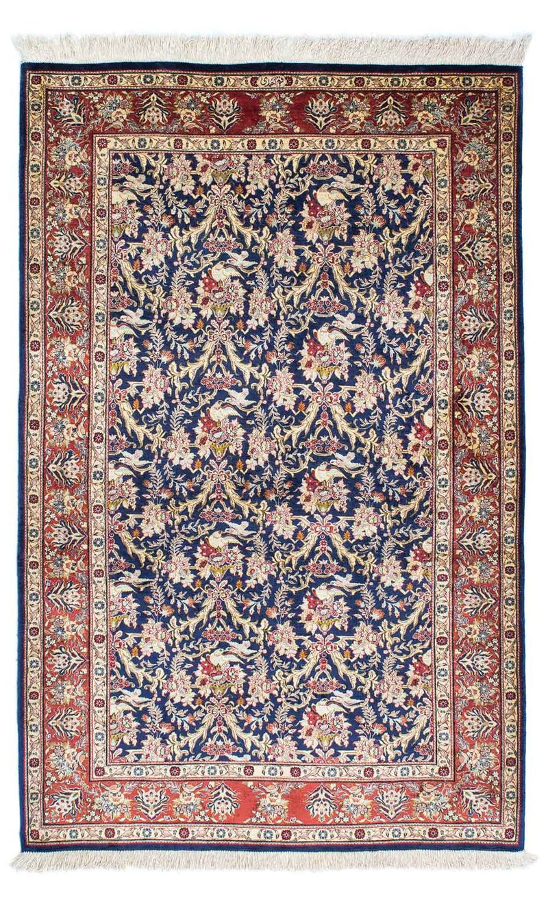 Alfombra persa - Ghom - 154 x 98 cm - azul oscuro