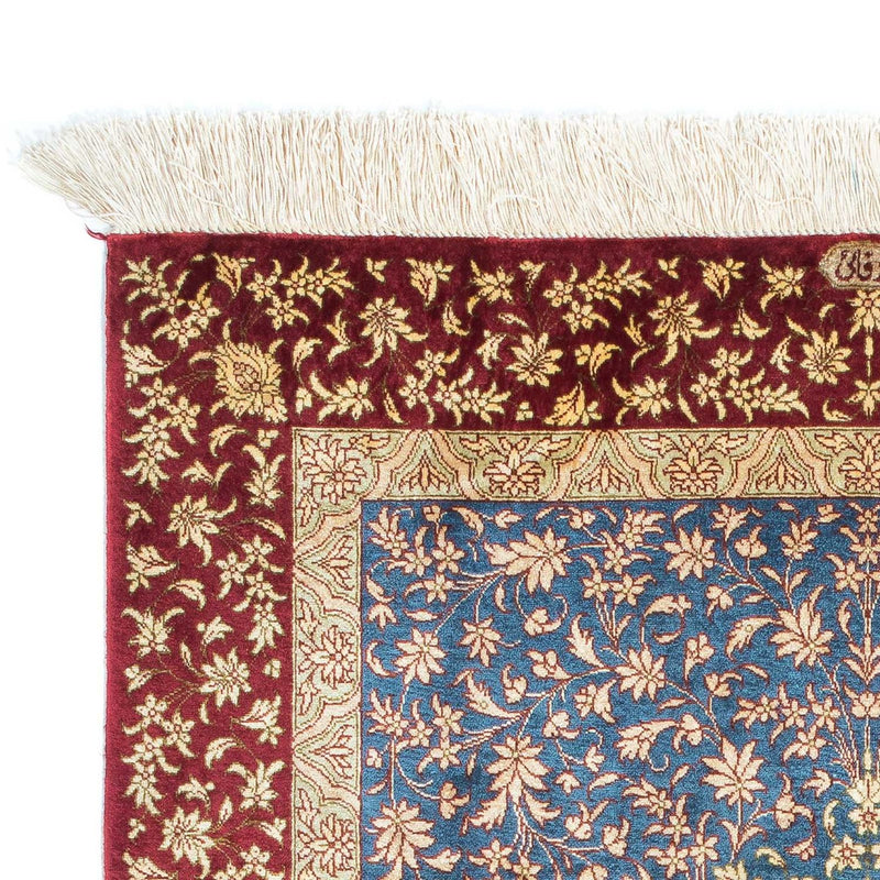 Alfombra persa - Ghom - 123 x 78 cm - azul claro