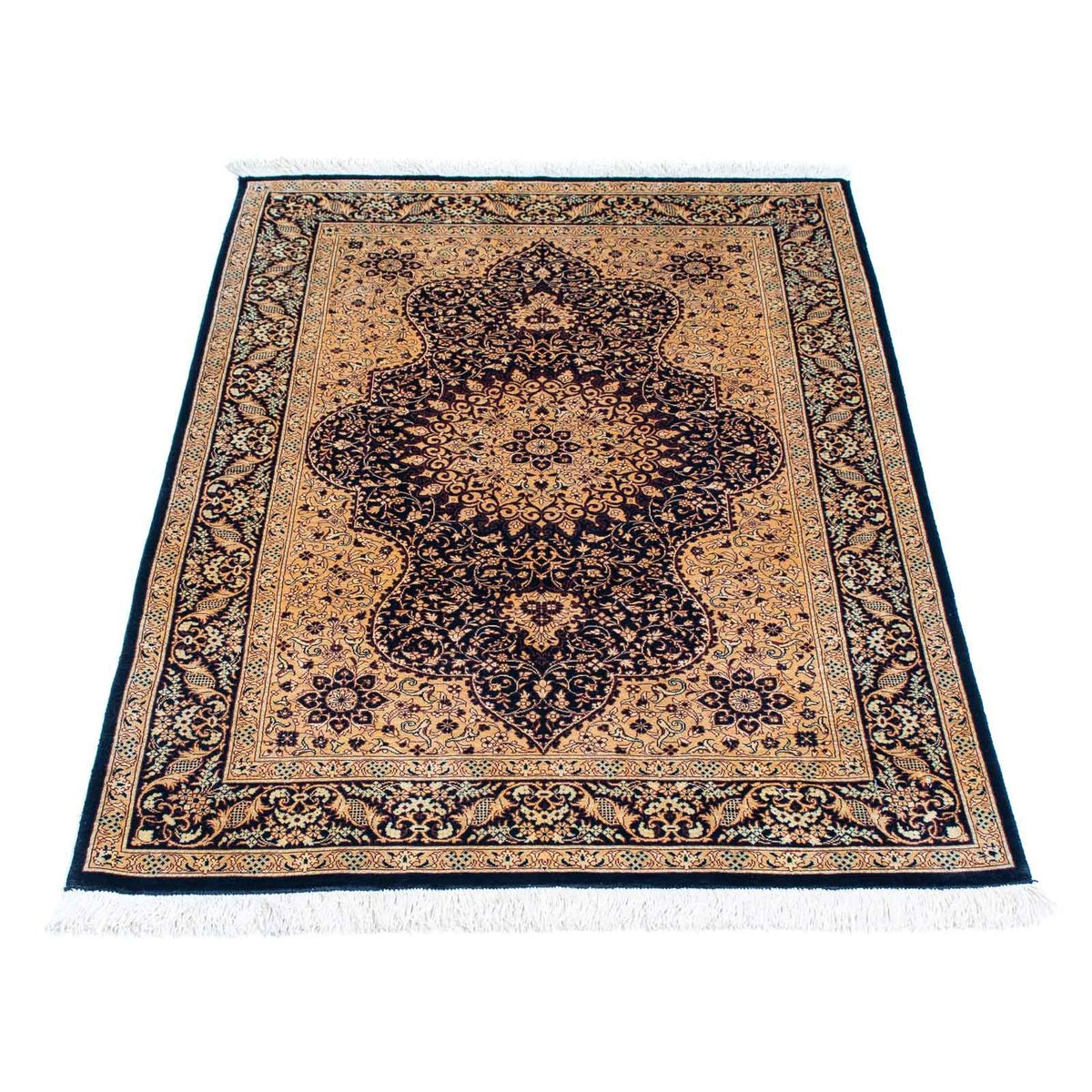 Alfombra persa - Ghom - 120 x 76 cm - marrón claro