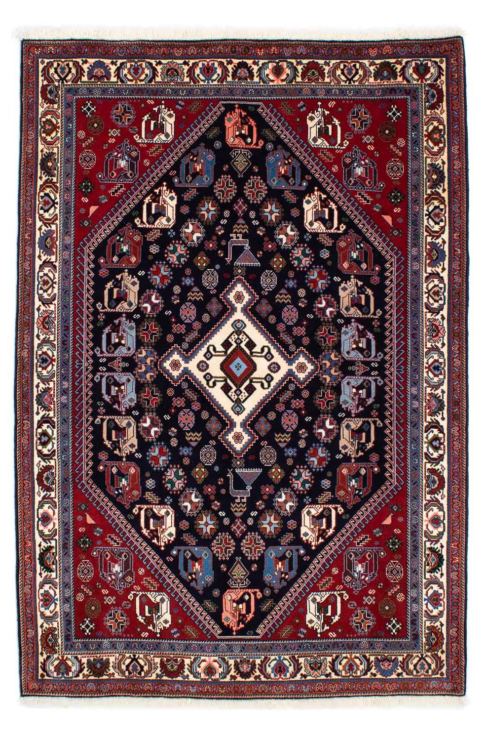 Alfombra Gabbeh - Persa Kashkuli - 212 x 143 cm - azul oscuro