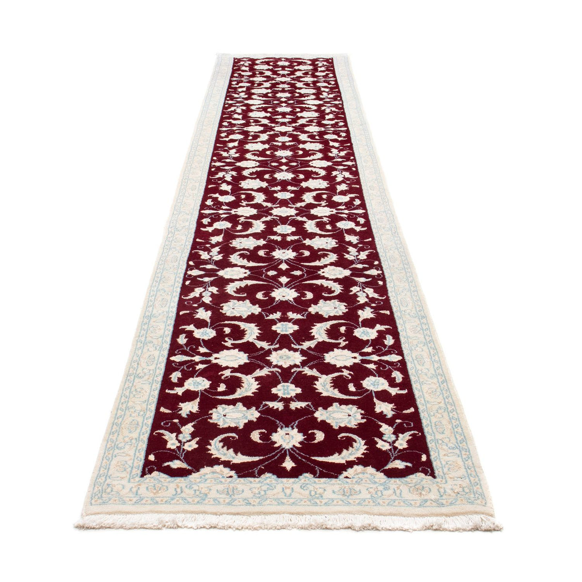 Alfombra de pasillo Alfombra persa - Nain - 398 x 84 cm - rojo oscuro