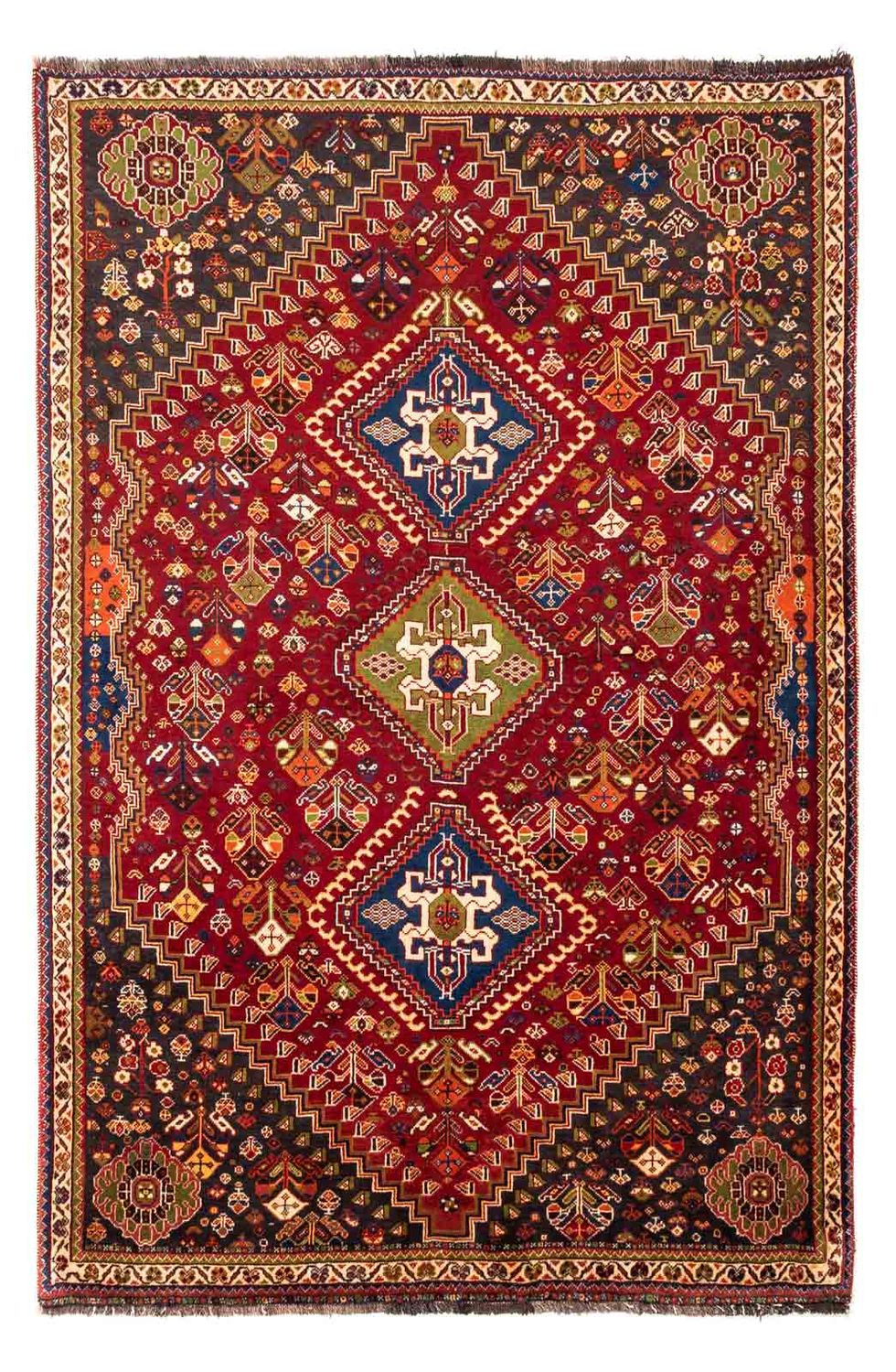 Alfombra persa - Nómada - 257 x 173 cm - rojo oscuro