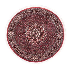 Alfombra persa - Bidjar redondo  - 100 x 100 cm - rojo oscuro