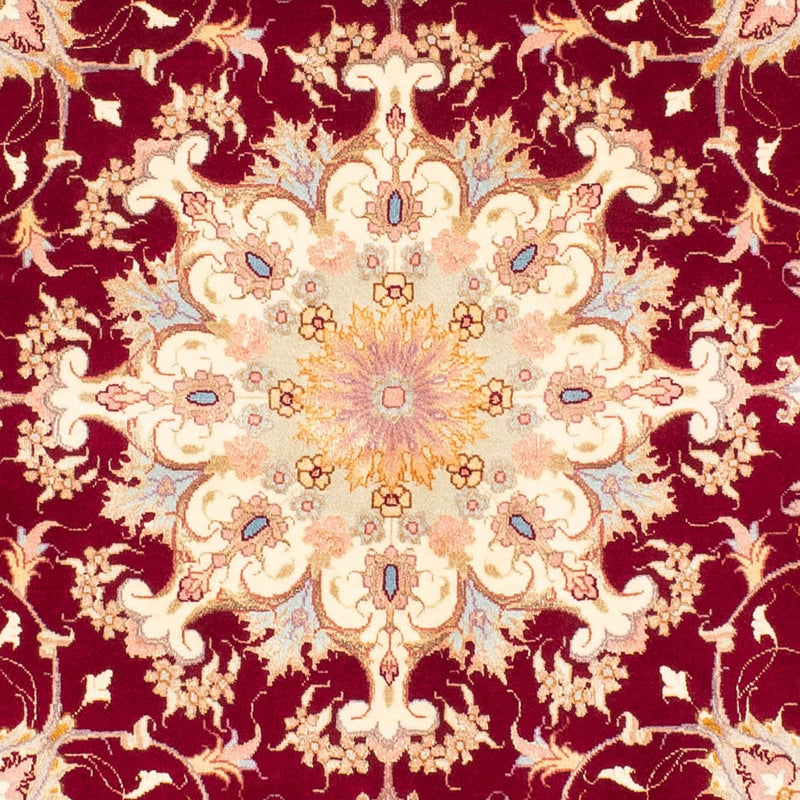 Alfombra Persa - Tabriz - Real redondo  - 150 x 150 cm - rojo oscuro