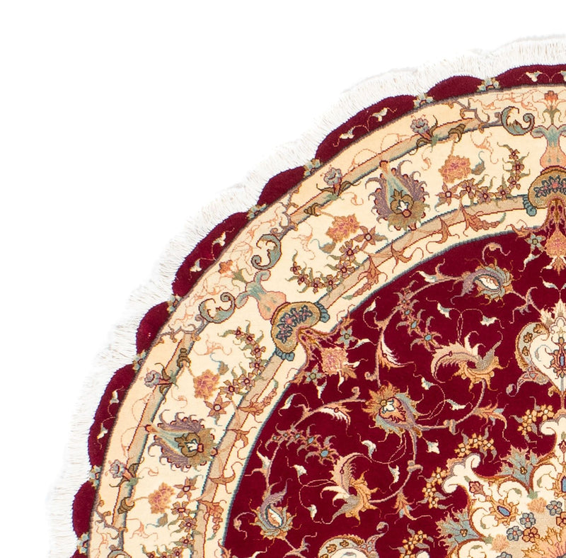 Alfombra Persa - Tabriz - Real redondo  - 150 x 150 cm - rojo oscuro