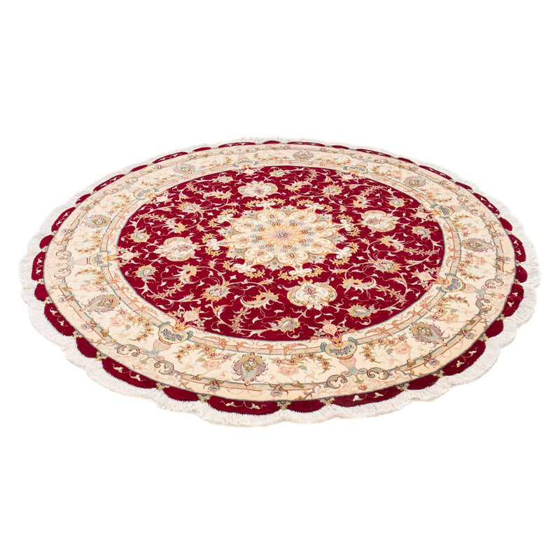 Alfombra Persa - Tabriz - Real redondo  - 150 x 150 cm - rojo oscuro