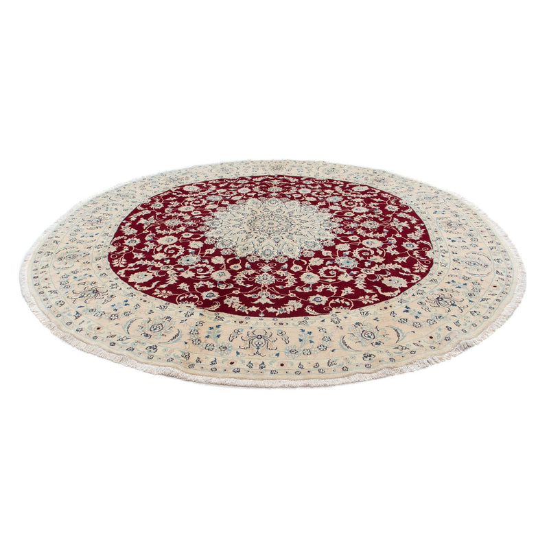 Alfombra Persa - Nain - Real redondo  - 292 x 292 cm - rojo oscuro