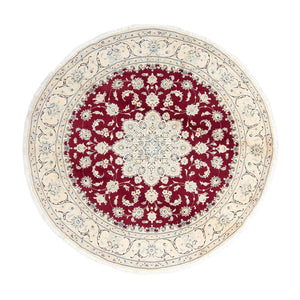 Alfombra persa - Nain redondo  - 246 x 246 cm - rojo oscuro