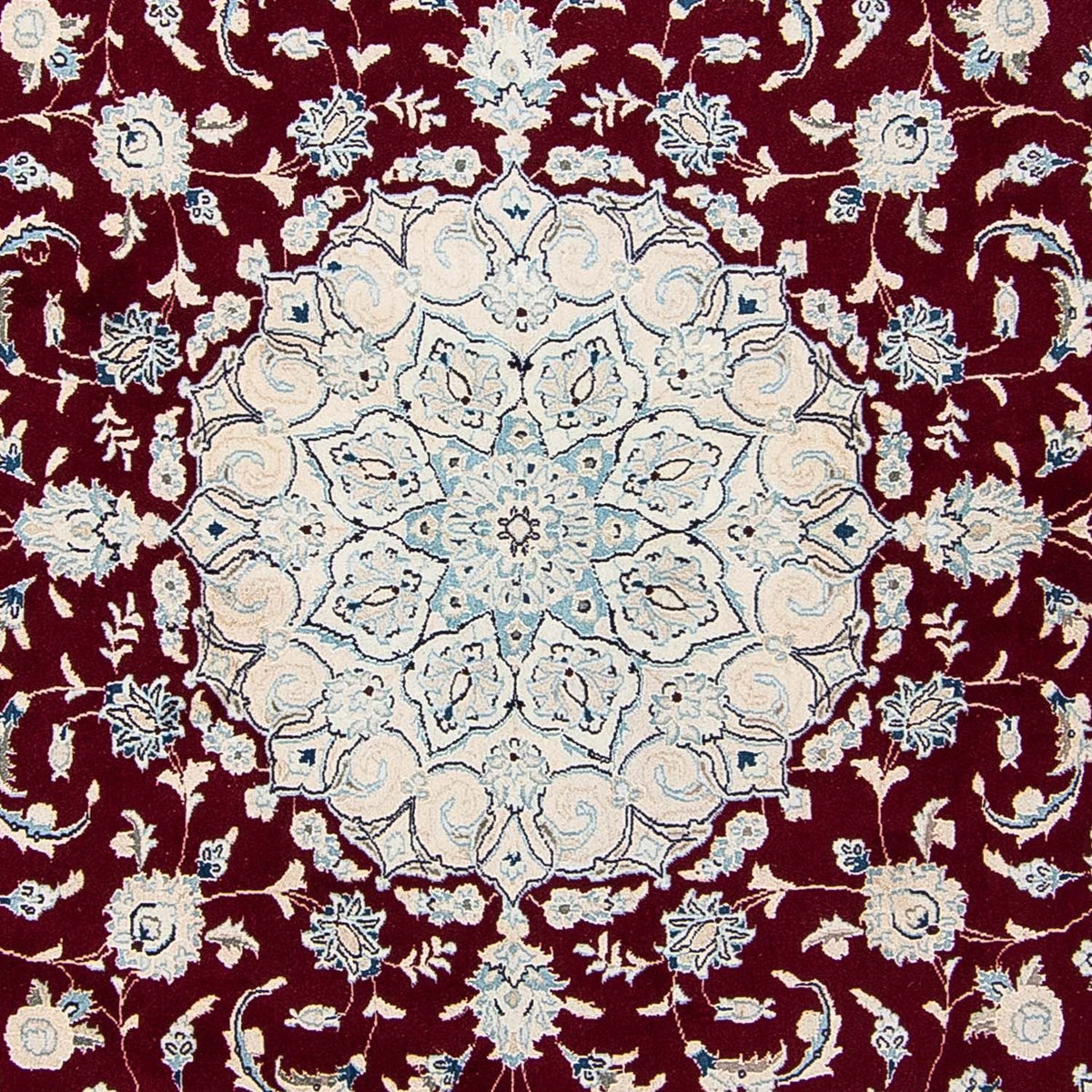 Alfombra persa - Nain redondo - 297 x 297 cm - rojo oscuro