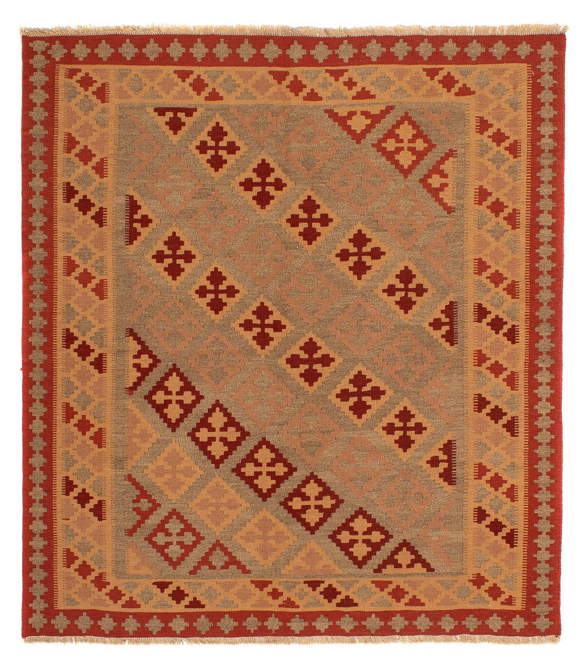 Alfombra Kelim - Oriental cuadrado - 165 x 161 cm - rojo oscuro