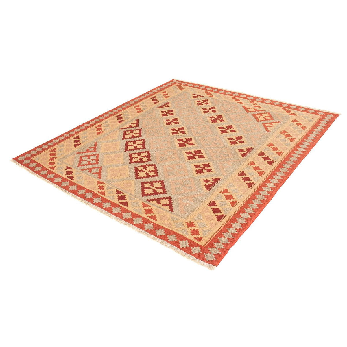 Alfombra Kelim - Oriental cuadrado - 165 x 161 cm - rojo oscuro