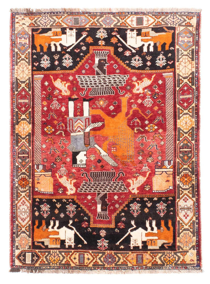 Alfombra persa - Nómada - 155 x 111 cm - rojo oscuro