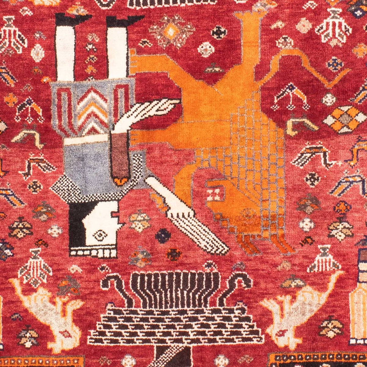 Alfombra persa - Nómada - 155 x 111 cm - rojo oscuro