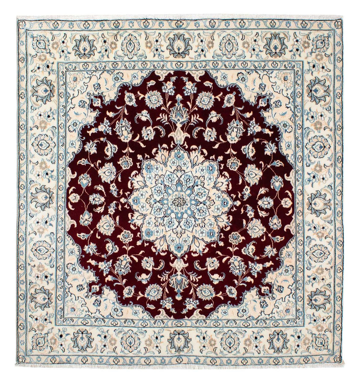 Alfombra Persa - Nain - Real cuadrado - 156 x 145 cm - rojo oscuro