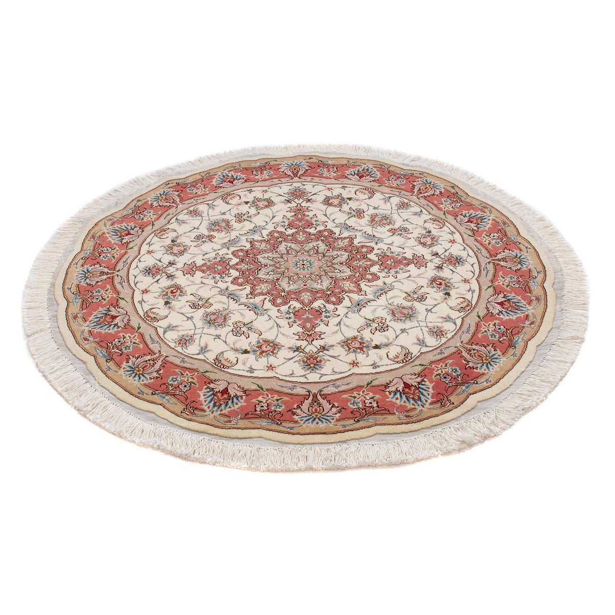 Alfombra Persa - Tabriz - Real redondo  - 98 x 98 cm - beige