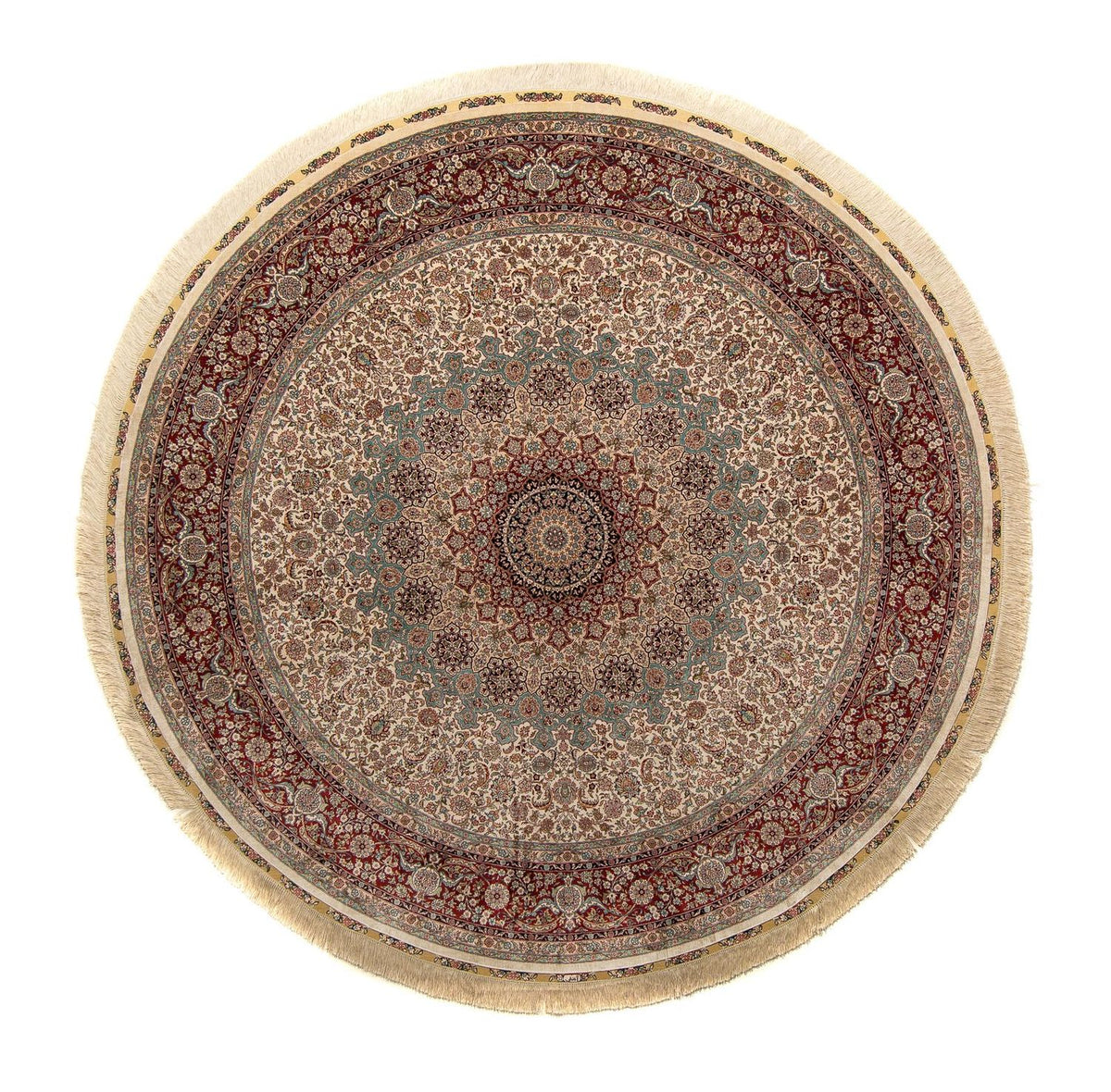 Alfombra oriental - Hereke redondo - 215 x 215 cm - marrón claro