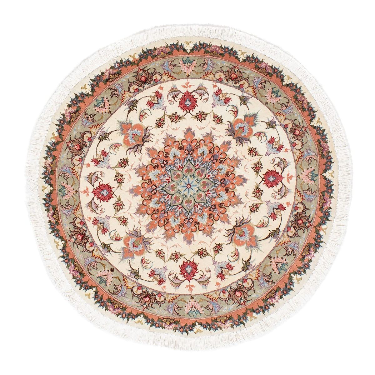 Alfombra Persa - Tabriz - Real redondo  - 100 x 100 cm - beige