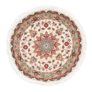 Alfombra Persa - Tabriz - Real redondo  - 100 x 100 cm - beige