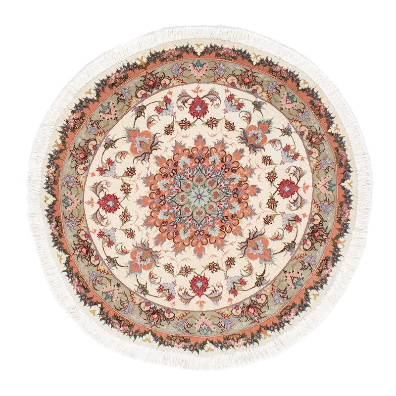 Alfombra Persa - Tabriz - Real redondo  - 100 x 100 cm - beige