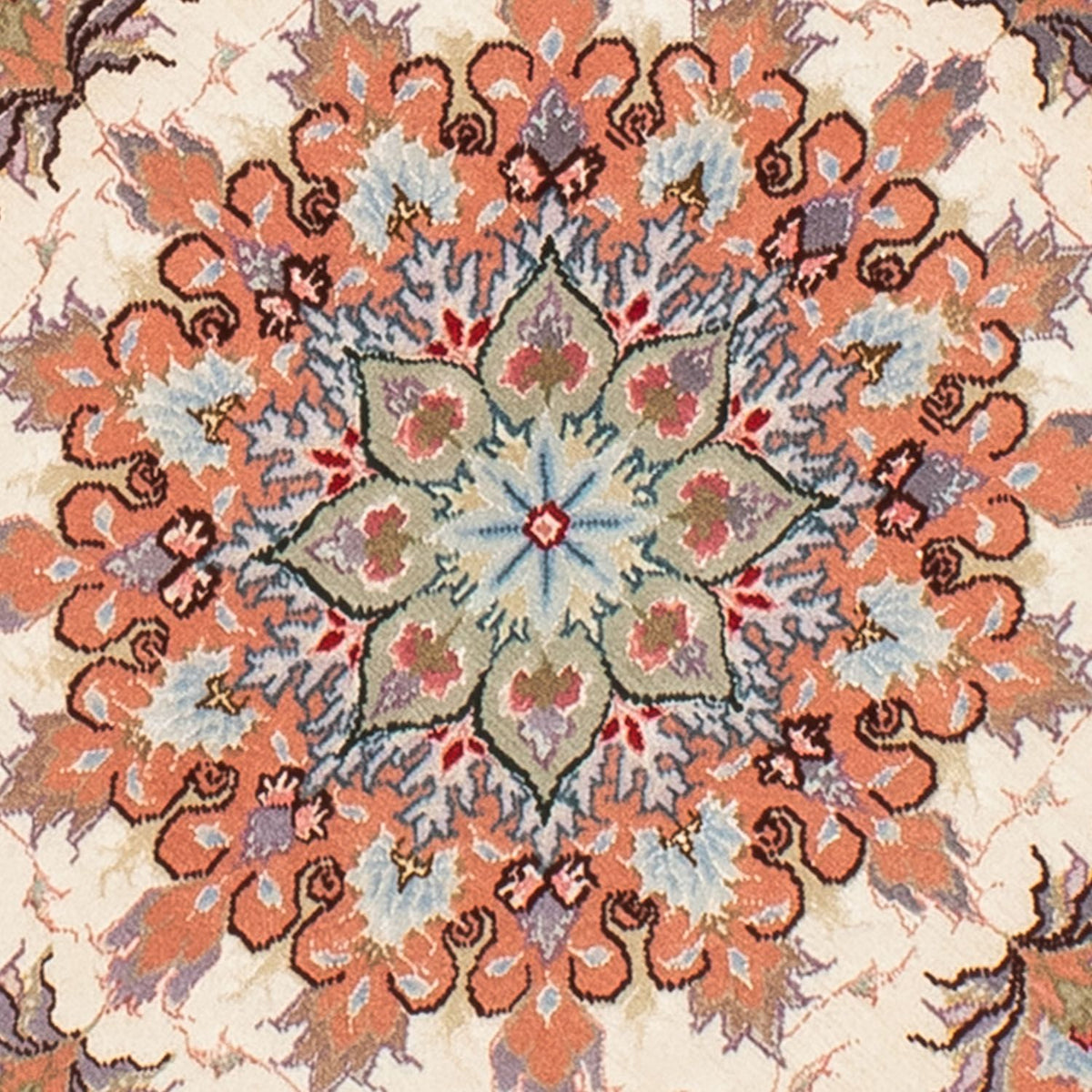 Alfombra Persa - Tabriz - Real redondo  - 100 x 100 cm - beige