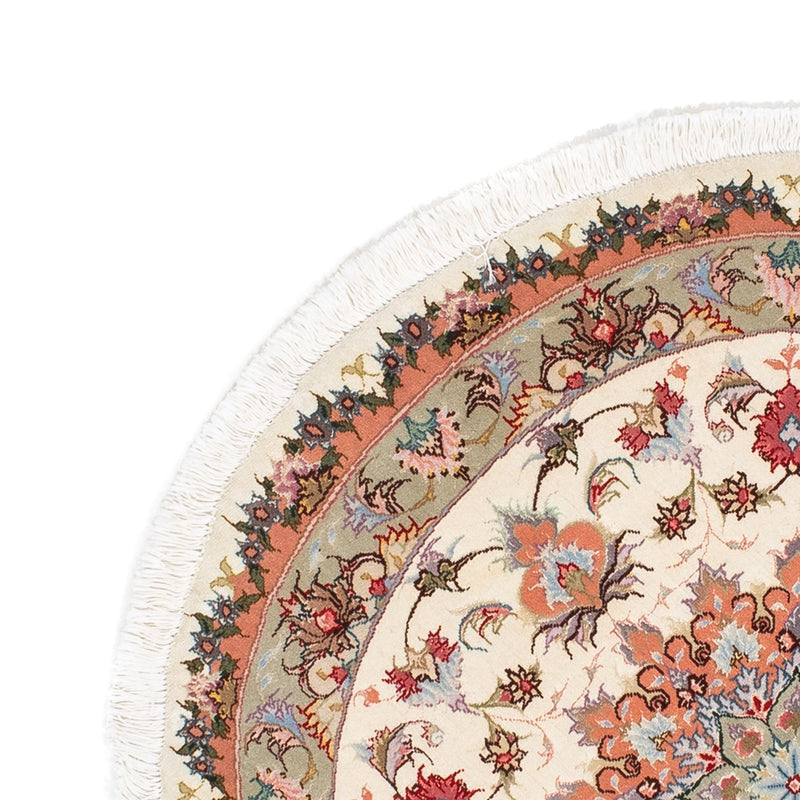 Alfombra Persa - Tabriz - Real redondo  - 100 x 100 cm - beige