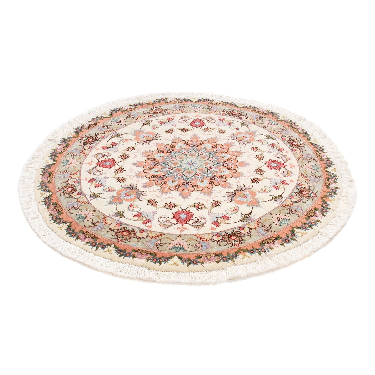 Alfombra Persa - Tabriz - Real redondo  - 100 x 100 cm - beige