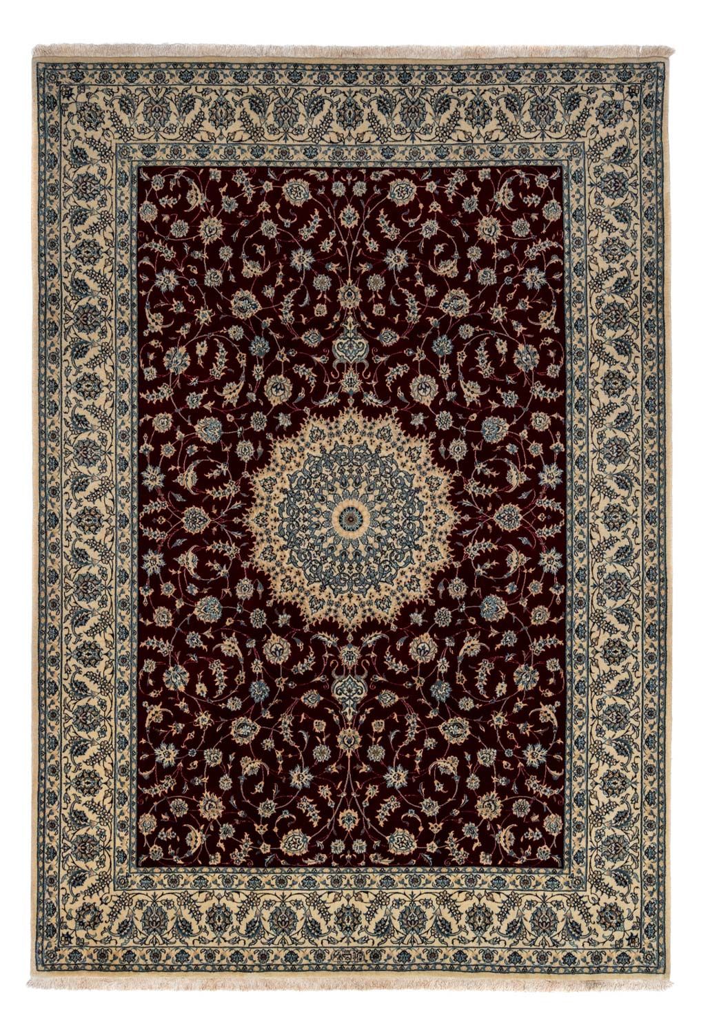 Alfombra Persa - Nain - Real - 342 x 250 cm - rojo oscuro