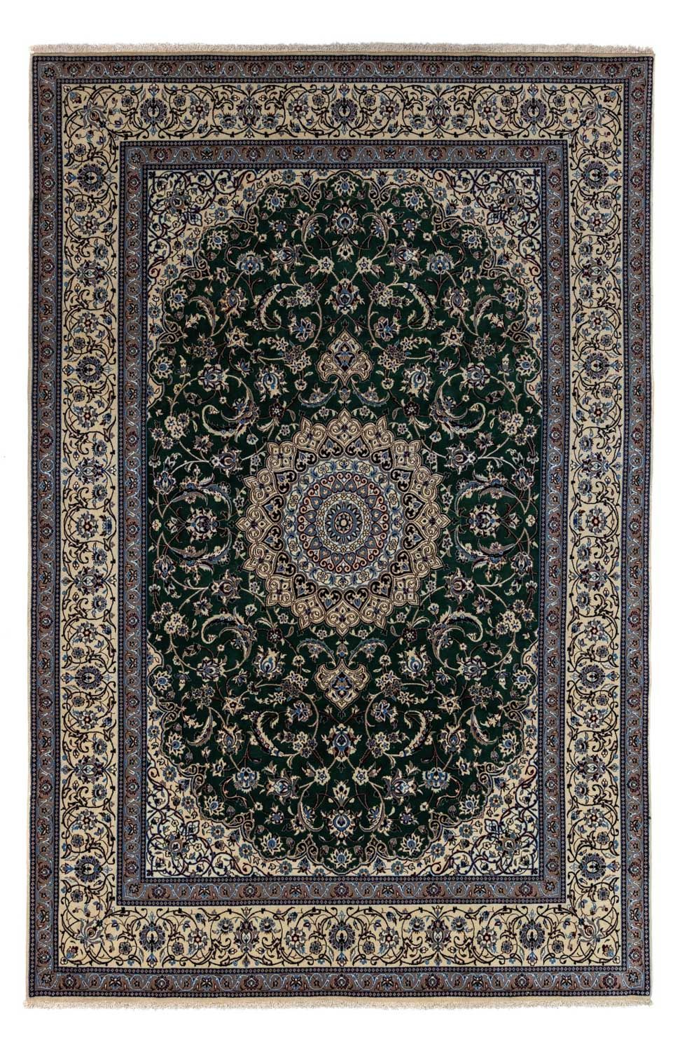 Alfombra Persa - Nain - Real - 354 x 245 cm - verde oscuro