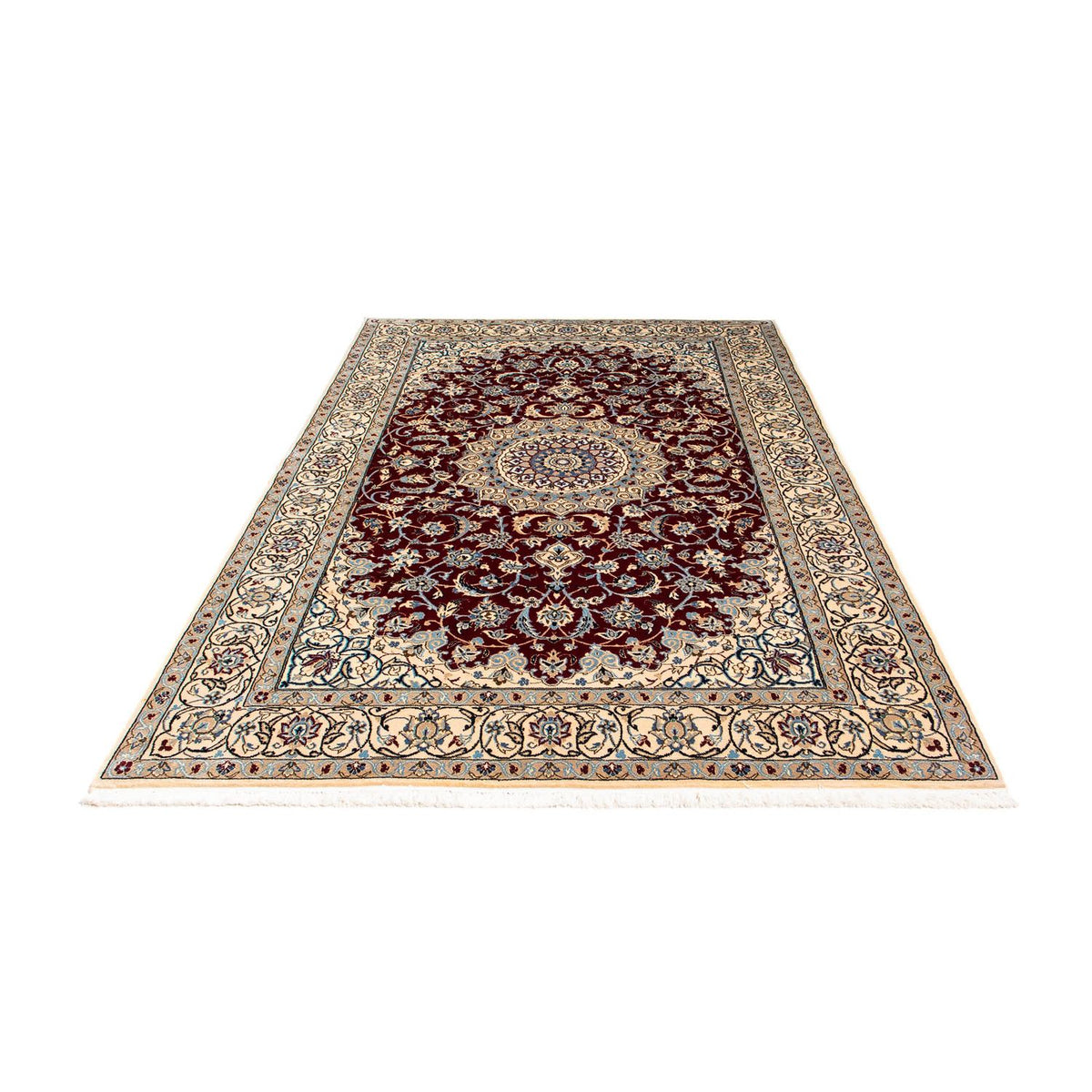 Alfombra Persa - Nain - Real - 242 x 155 cm - rojo oscuro
