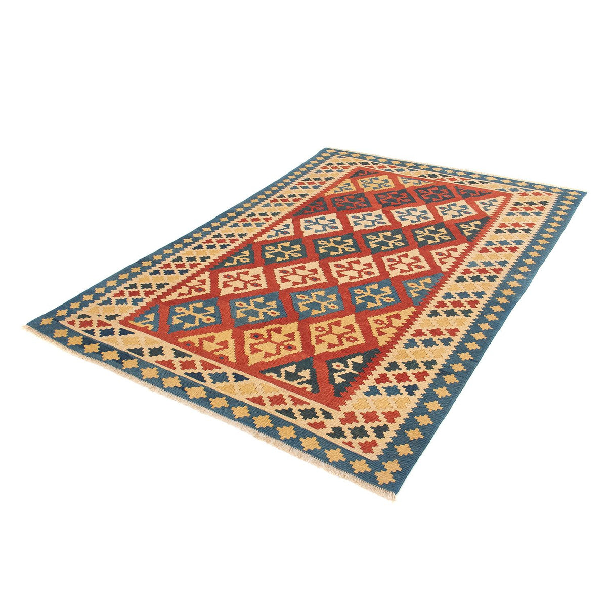 Alfombra Kelim - Oriental - 217 x 142 cm - rojo oscuro
