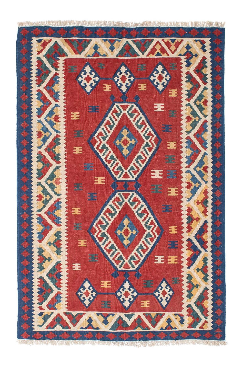 Alfombra Kelim - Oriental - 222 x 146 cm - rojo oscuro