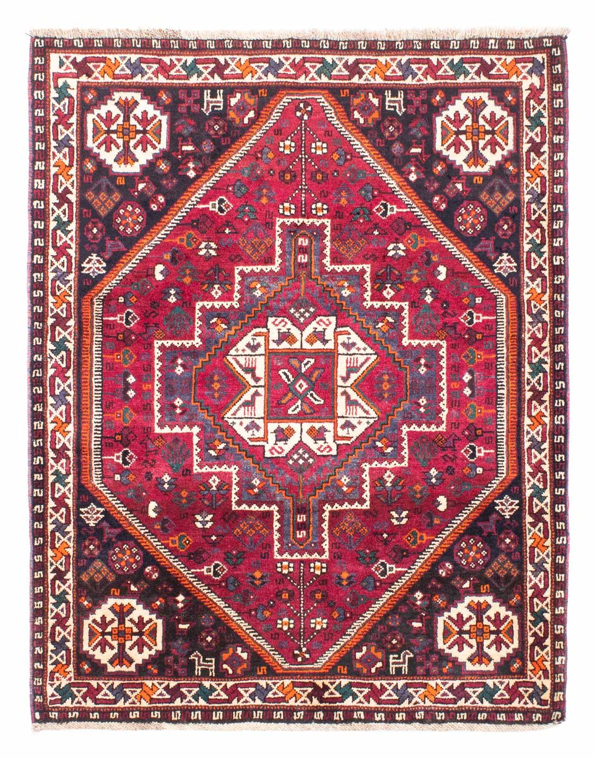 Alfombra persa - Nómada - 153 x 118 cm - rojo oscuro