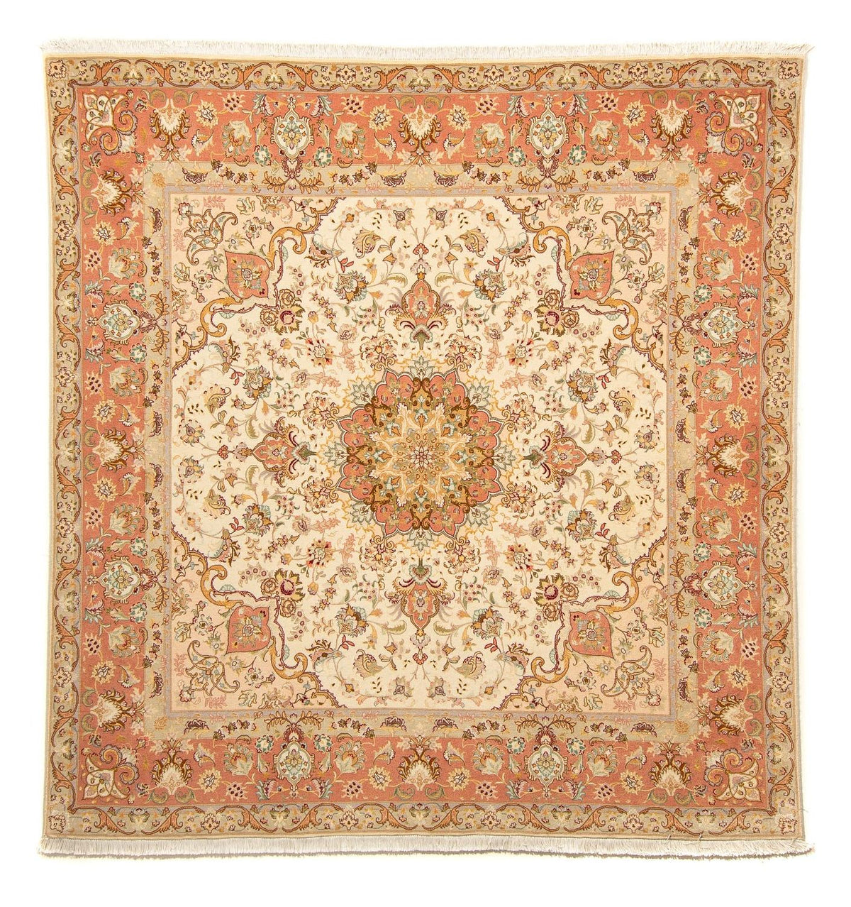 Alfombra Persa - Tabriz - Real cuadrado - 212 x 205 cm - beige
