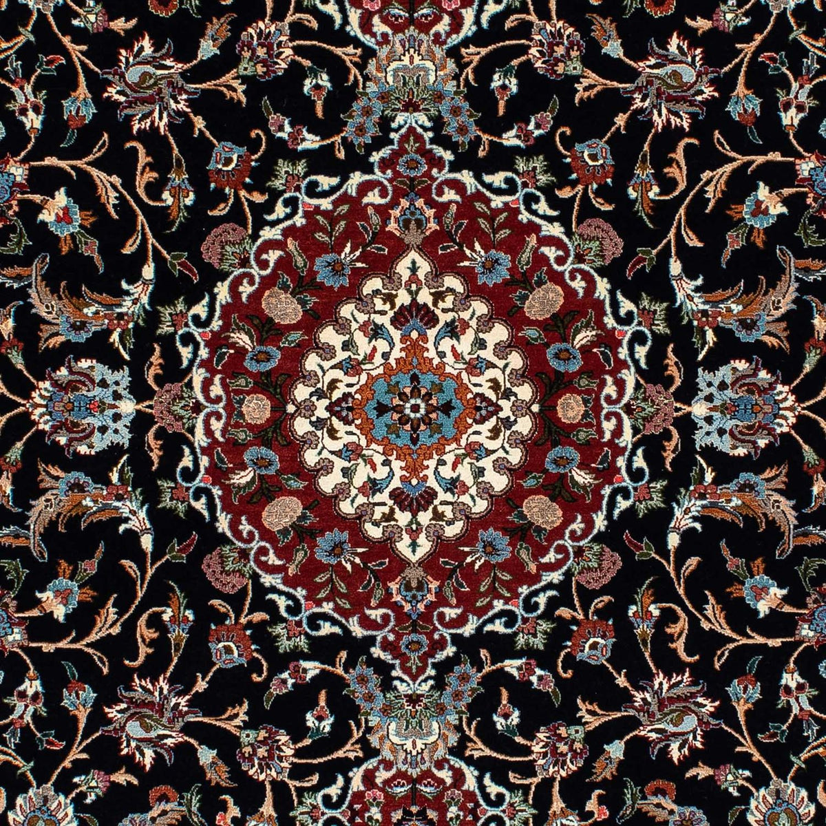 Alfombra persa - Ghom - 213 x 141 cm - azul oscuro