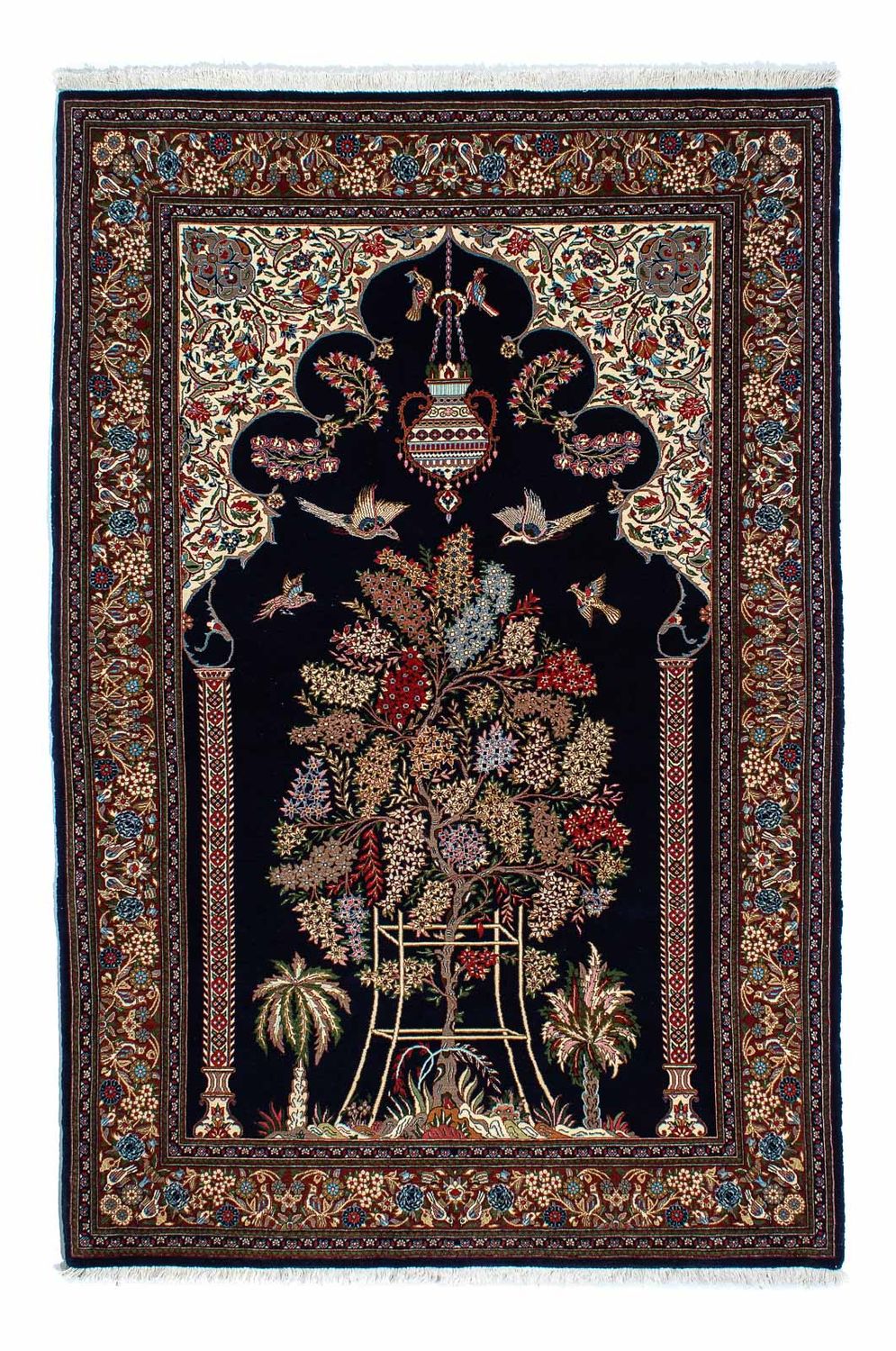 Alfombra persa - Ghom - 210 x 139 cm - azul oscuro