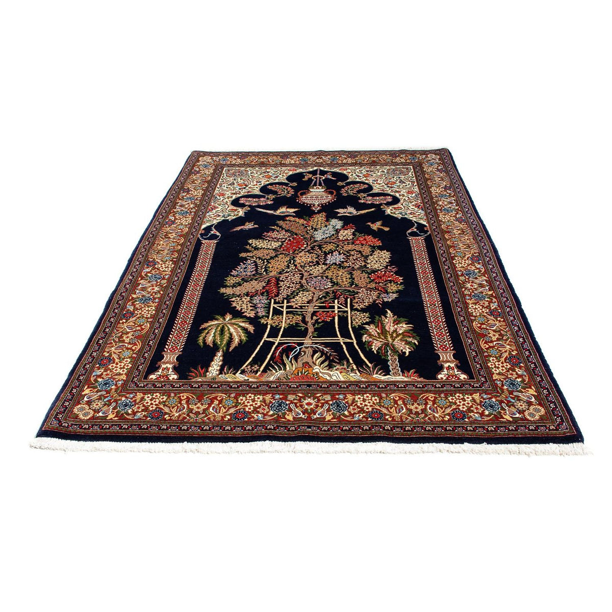 Alfombra persa - Ghom - 210 x 139 cm - azul oscuro