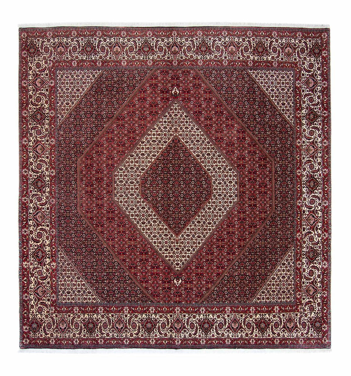 Alfombra persa - Bidjar cuadrado - 300 x 300 cm - rojo oscuro