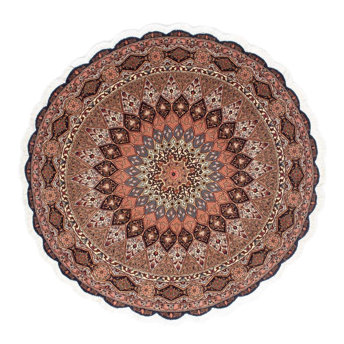 Alfombra Persa - Tabriz - Real redondo  - 150 x 150 cm - marrón